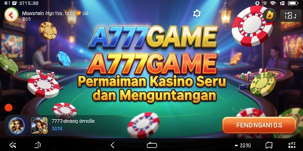 Tampilan utama gameplay A777GAME dengan grafis kasino yang menarik.