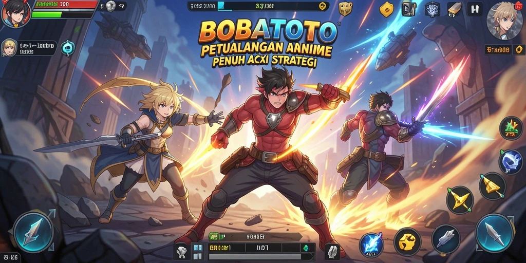 Screenshot gameplay BOBATOTO menampilkan aksi seru karakter anime.
