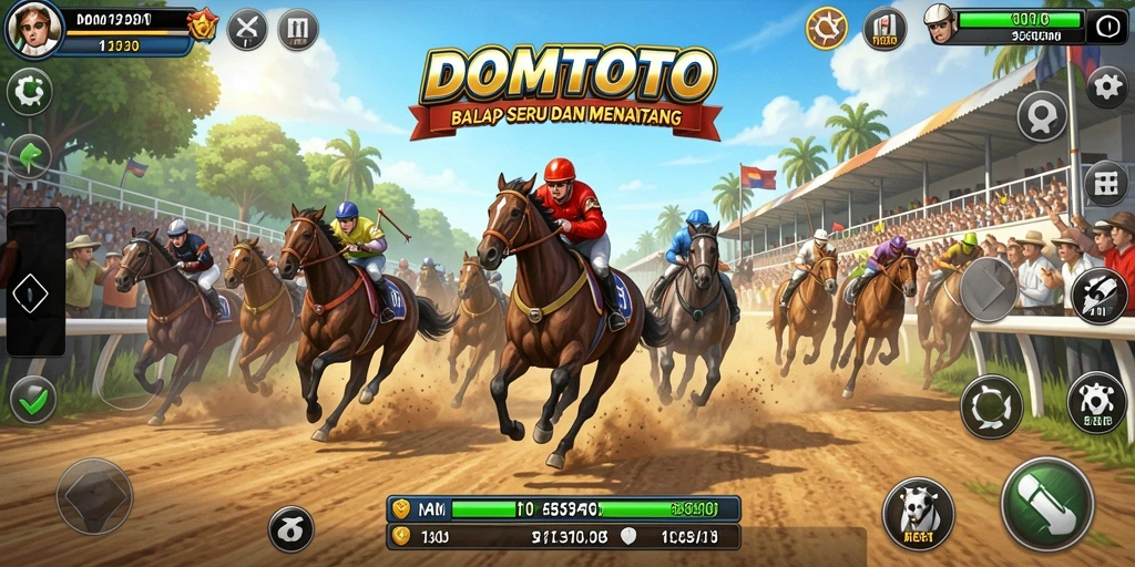Screenshot dari gameplay balapan yang mendebarkan di DOMTOTO.