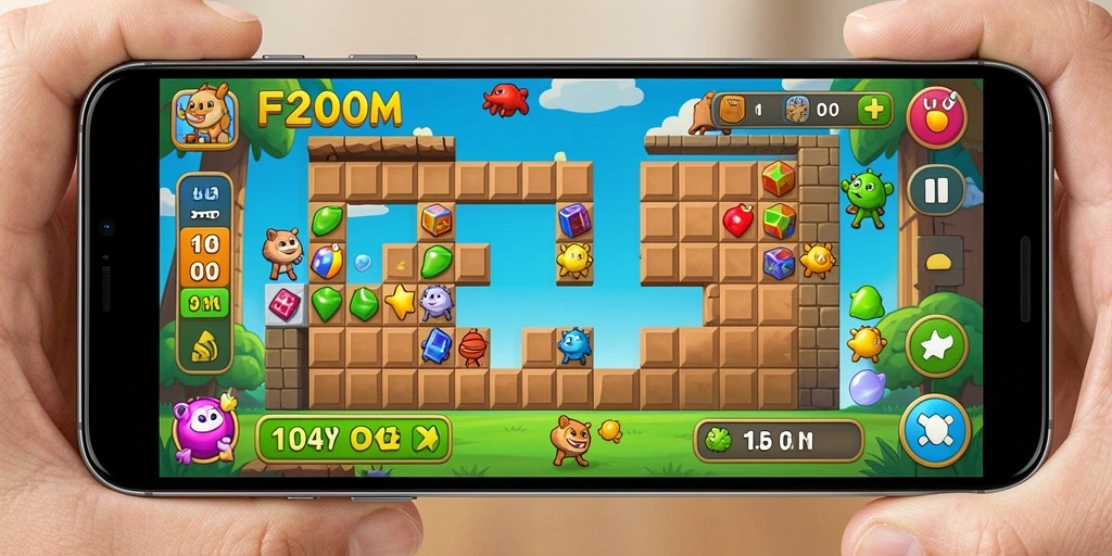 Tampilan gameplay <strong>F200M</strong> menunjukkan berbagai teka-teki yang menantang dan menarik.