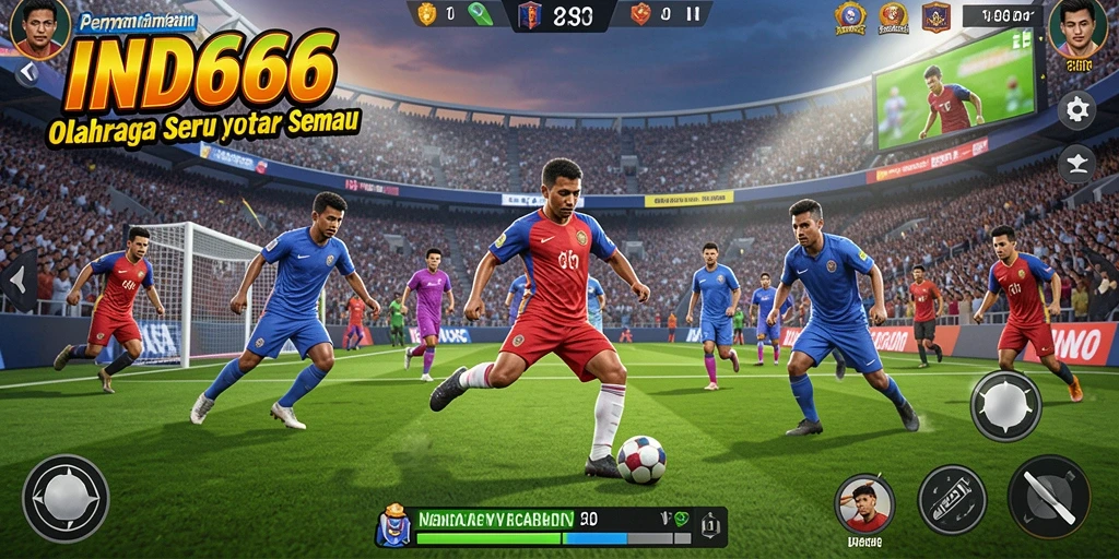 Tampilan gameplay yang mendebarkan dalam <strong>IND666</strong> dengan aksi olahraga penuh warna.