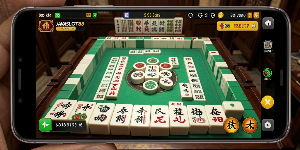 Tampilan gameplay Mahjong yang menarik dari JAVASLOT88.