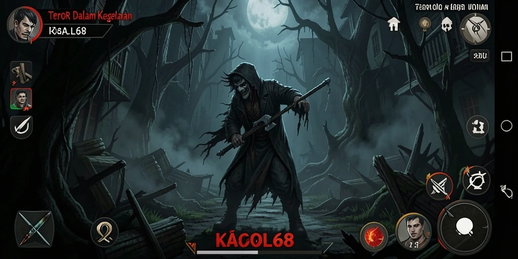Gameplay KAOL68 yang mencekam saat pemain menjelajahi kegelapan.