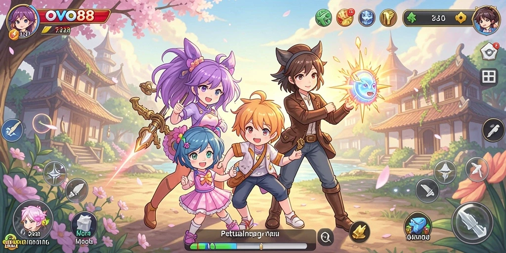 Tampilan menarik dalam gameplay OVO88 yang menggambarkan karakter anime.