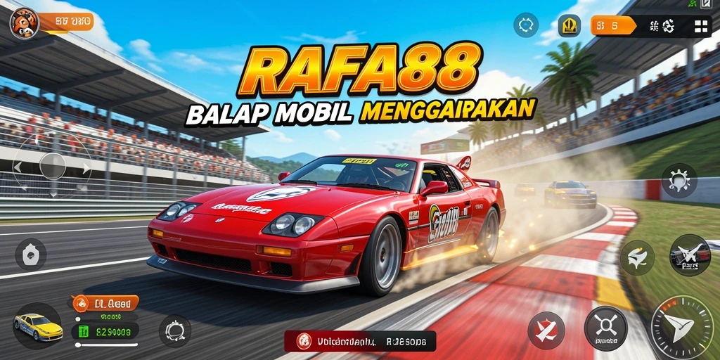 Tampilan menarik dari gameplay balap RAFA88 dengan mobil yang beraksi.