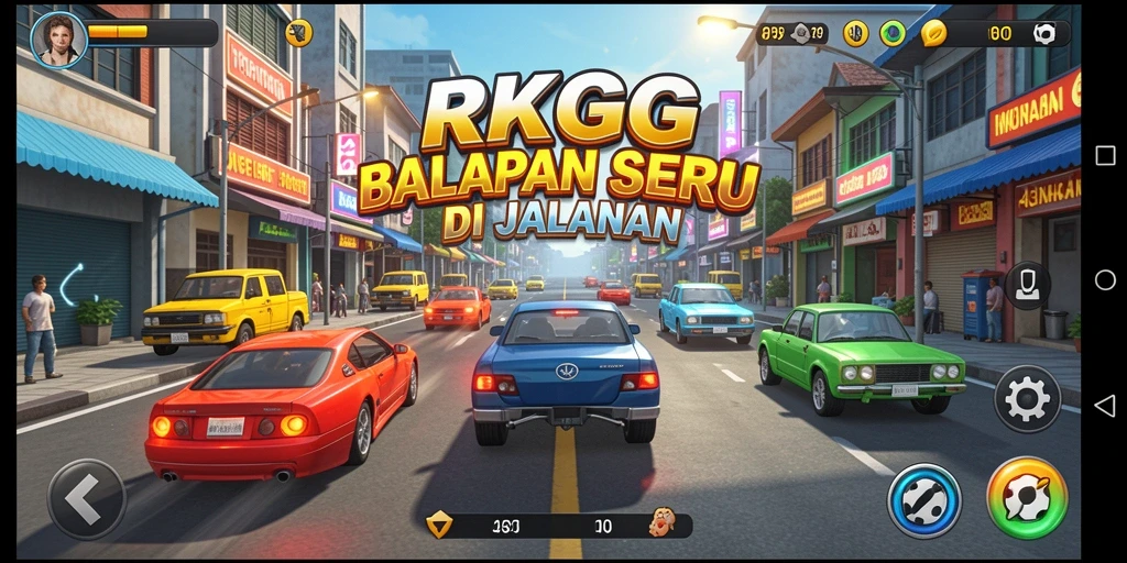 Tampilan gameplay balapan yang mendebarkan di RKGG.