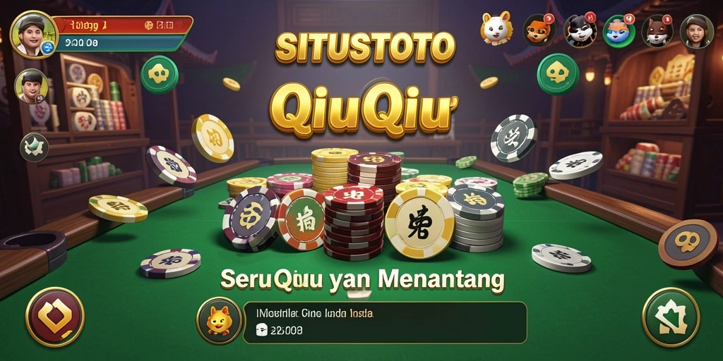 Tangkapan layar utama SITUSTOTO menunjukkan gameplay QiuQiu yang seru.
