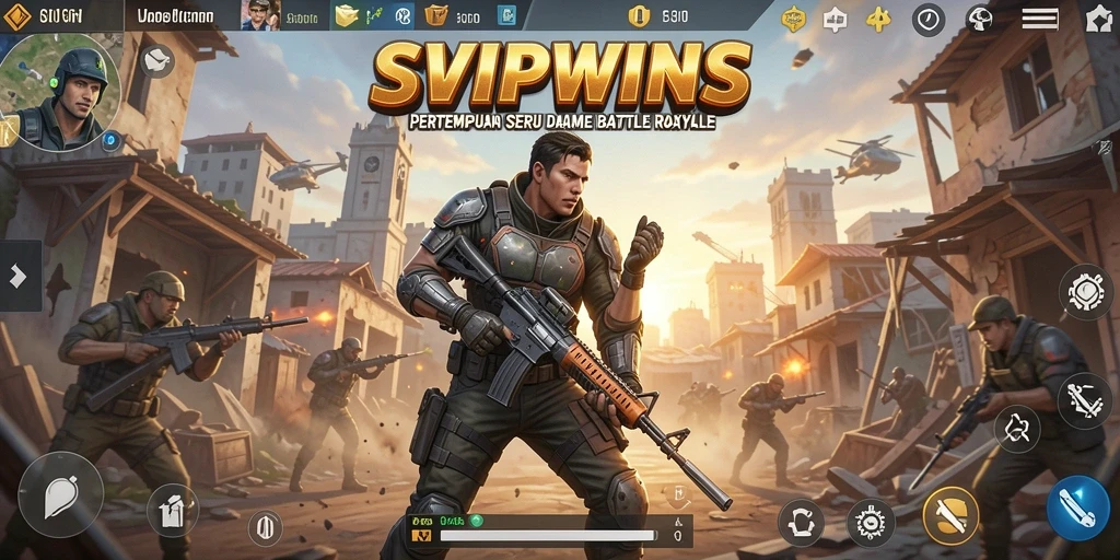Tampilan gameplay <strong>SVIPWINS</strong> yang seru dan mendebarkan dalam pertempuran Battle Royale.